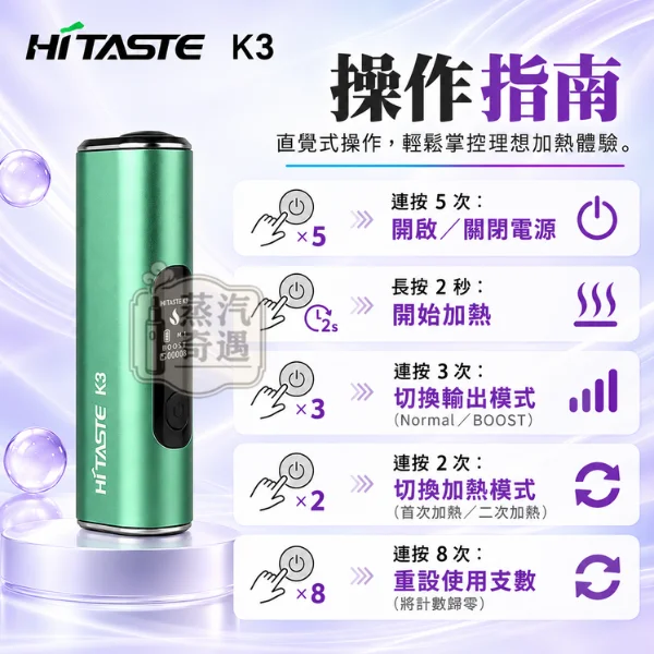 HITASTE K3二回機-使用方法-操作指南